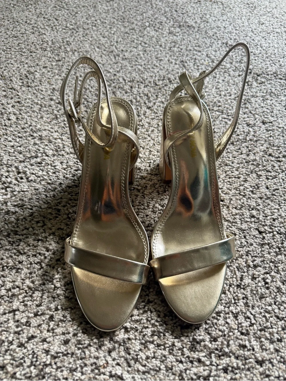 Fashion Nova Metallic Gold Slingback Block Heels